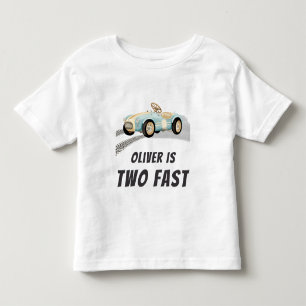 Två Snabb Racing Bil Pojke 2-års Födelsedagsfest T Shirt