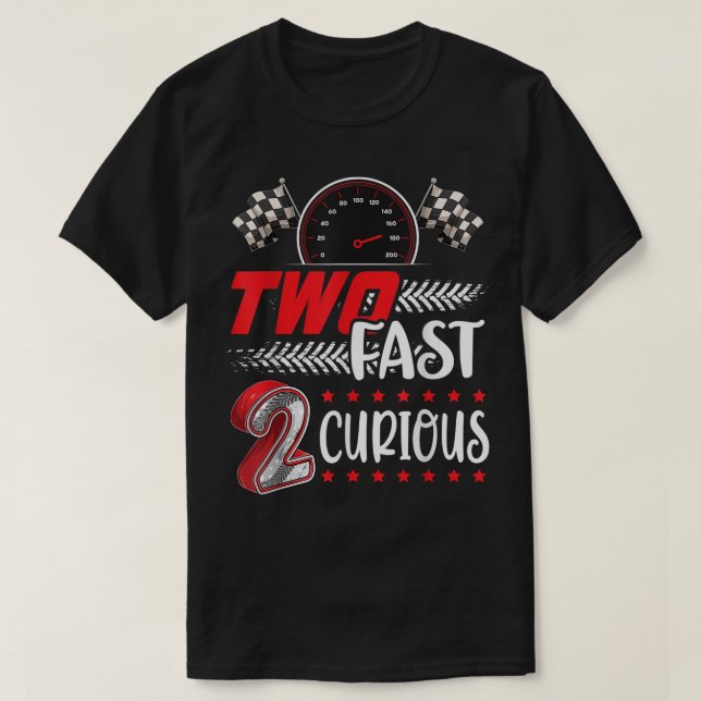 Två snabba 2 Nyfikna tävlor 2:a födelsedag två sna T Shirt (Design framsida)
