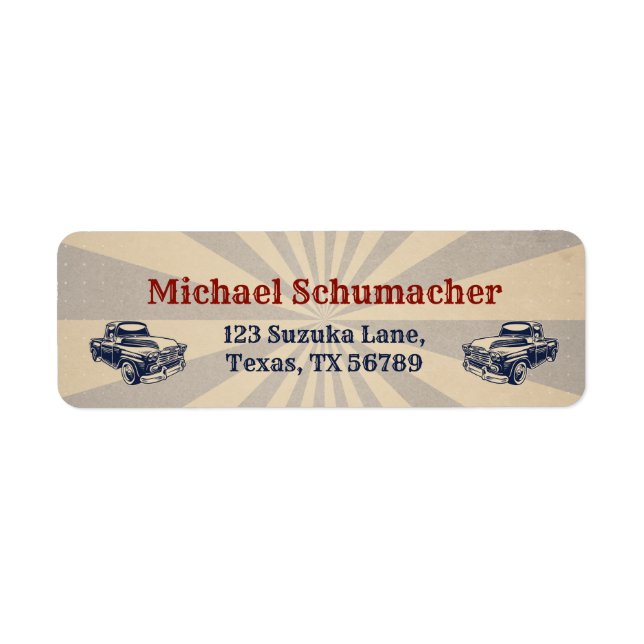 Två snabba andra Födelsedagsfestens tema Bilpojken Returadress Etikett (Framsidan)