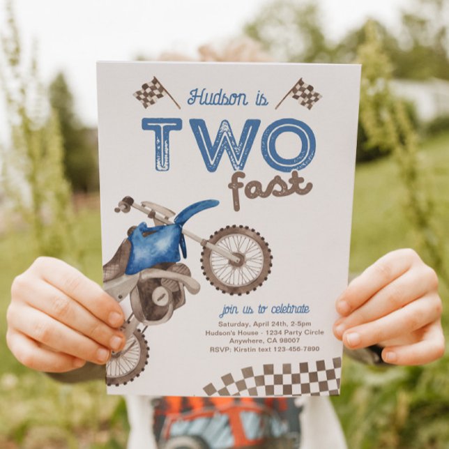 Två snabba blåa bike-inbjudan inbjudningar (Skapare uppladdad)