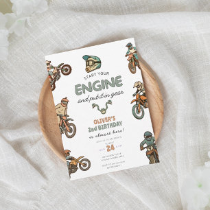 Två snabba dirt bike pojke 2-årsdag inbjudningar