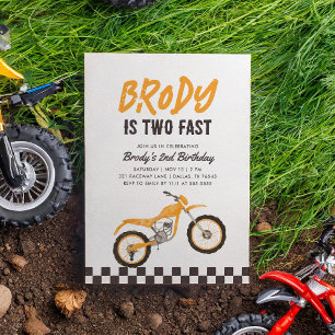 Två snabba Gulter Dirt Bike Boy 2:a födelsedagen Inbjudningar