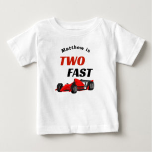 Två snabba pojkar 2-års födelsedag Röd tävlingsbil T Shirt