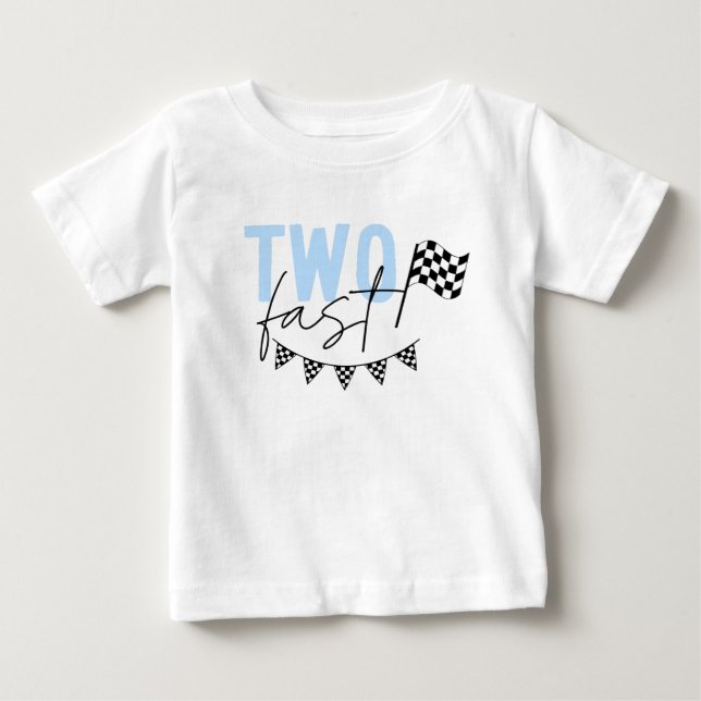 Två snabba racecar 2:a födelsedagshytten t shirt (Framsida)