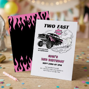 Två snabba racerbil Gasser Flickas 2-årsdag 🏁 Inbjudningar