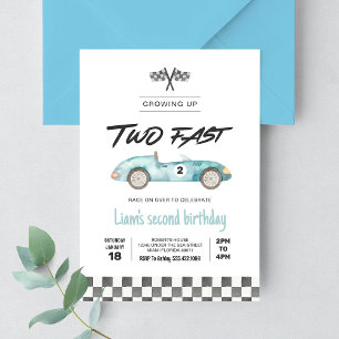 TVA snabba racerbil vintage 2-årsdag Inbjudningar