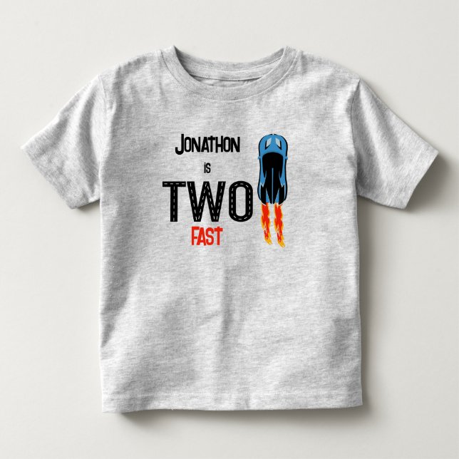 Två snabba racerbilar andra födelsedagsfesten t shirt (Framsida)