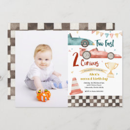 Två snabba två nyfikna racinginbjudan med foto inbjudningar