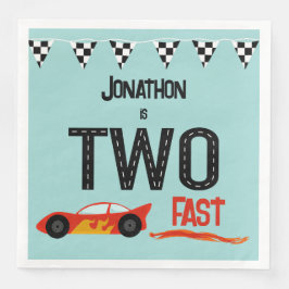Två snabba ungar racecar andra födelsedagsfesten pappersservett