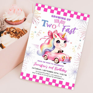 Två snabba växlar! Rosa Tävling, andra födelsedag Inbjudningar
