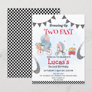 Två Snabba vilda pinnsvin cykel 2-års födelsedagsf Vykort