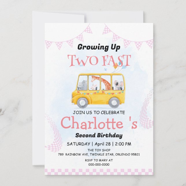 Två snabba vilder, Tävling-bilens andra födelsedag Inbjudningar (Framsida)