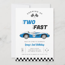 Två snabba Vintagar Blue Tävling Car Boy 2:a födel