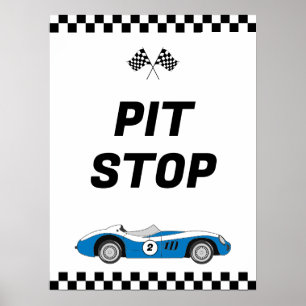Två snabbblå Vintage Tävling-bilparkens födelsedag Poster