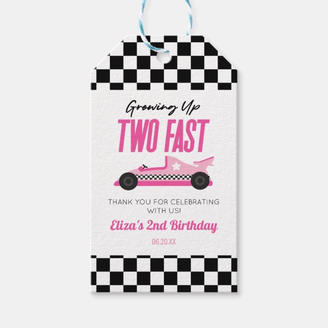 Två snabbgående Rosa-Tävling-kort, andra födelseda Presentetikett (Framsidan)