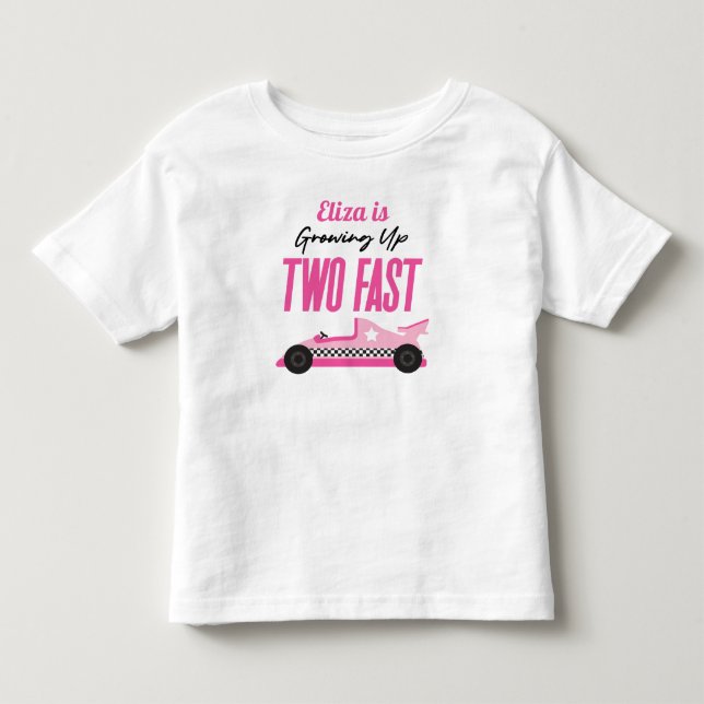 Två snabbgående Rosa-Tävling-kort, andra födelseda T Shirt (Framsida)