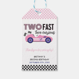 Två snabbgående Rosa-Tävling-kort andra födelsedag Presentetikett