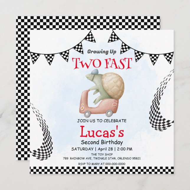 Två snabbgående sköldpaddscyklar 2:a födelsedag Pa (Fram/baksida)