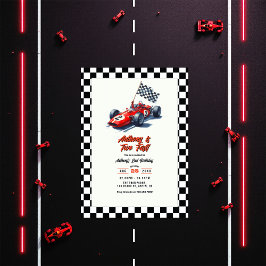 Två snabbgående Tävling-kort, andra födelsedag Par Inbjudningar