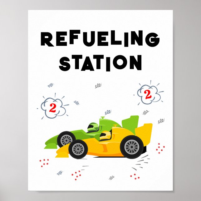 Två snabbskyltar för andra födelsedag med tankning poster (Framsidan)