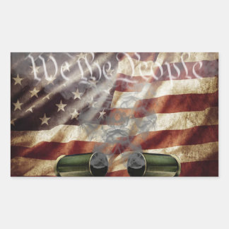 Två snäckor över American Flagga Sticker Rektangulärt Klistermärke