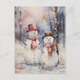 Två Snögubbar i Hatt och Scarves jul Helg Vykort