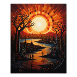 Två Sol i solnedgången Fototryck