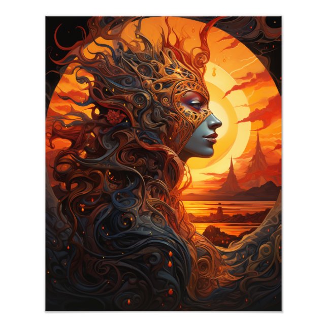 Två Sol i solnedgången Fototryck (Framsidan)