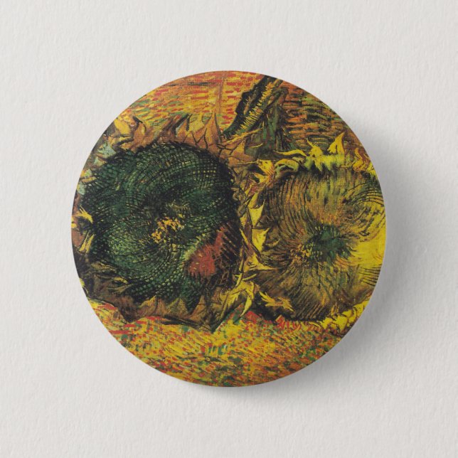 Två solblommor av Vincent van Gogh Knapp (Framsida)