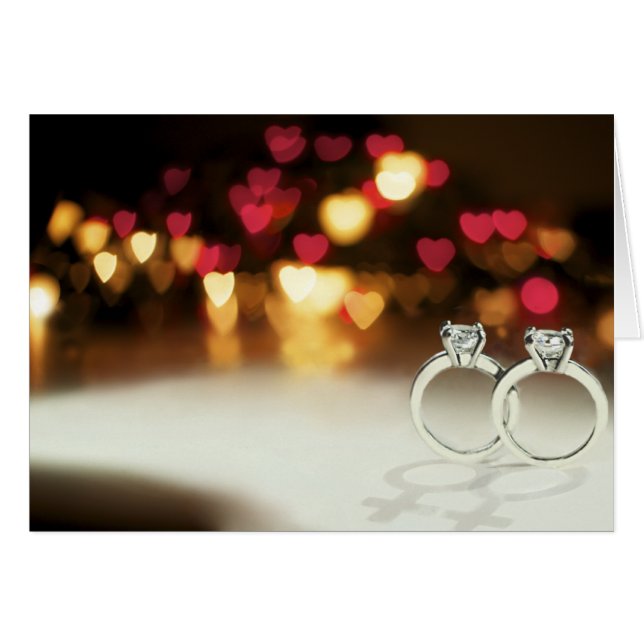 Två Solitaireringar med Venus skuggar Hälsningskort (Framsidan Horizontal)