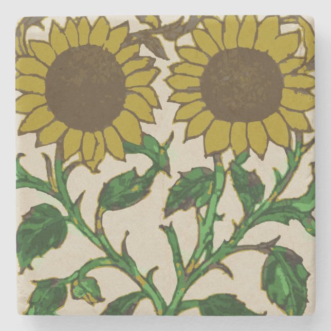 Två solrosor stenunderlägg (Framsidan)