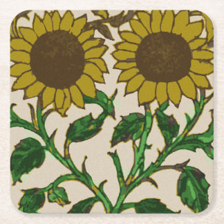 Två solrosor underlägg papper kvadrat