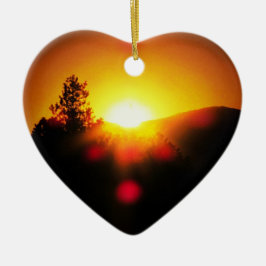 Två soluppsättningar med ljus Orange Julgransprydnad Keramik