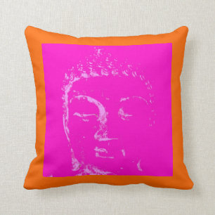 Två som ut förgrena sig rosa/orange buddha, kudd kudde