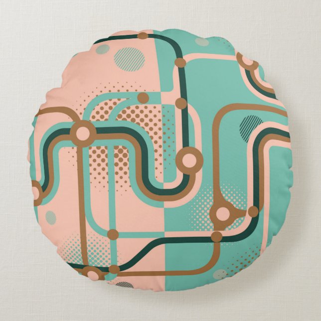 Två sömlösa mönster i olika färg. Abstra Rund Kudde (Framsidan)