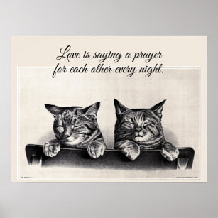 Två Sömnig katter, Vintage Photo, Kärlek är ... Poster