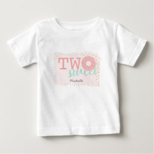 Två söt donut rosa flicka 2-års födelsedag t shirt