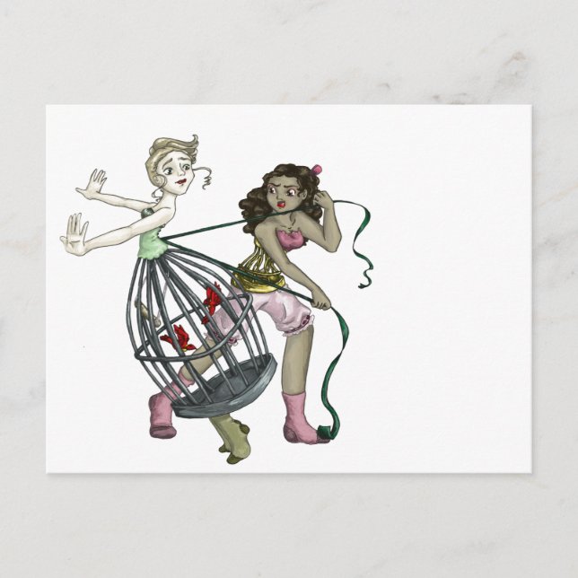 Två Söt fåglar Vykort (Framsida)