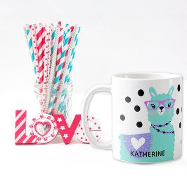 Två Söt Llama Dam-kaffe Kaffemugg