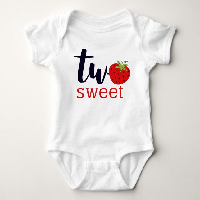 TVÅ Söt Strawberry Födelsedagsflicka 2-års fest T Shirt (Framsida)
