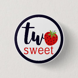 TVÅ Söt Strawberry Födelsedagsflicka 2-årsfest Knapp