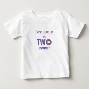 Två söta 2-års födelsedag lila Donut T Shirt