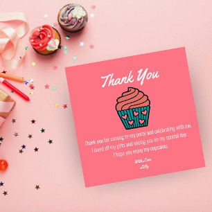 Två söta 2-års födelsedagstema Rosa Cupcake Flicka Tack Kort