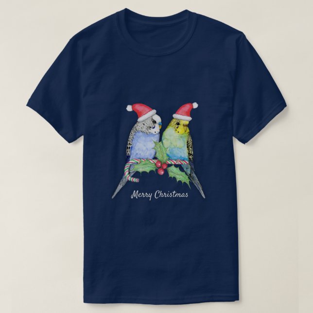 Två söta budgister jul stil t shirt (Design framsida)