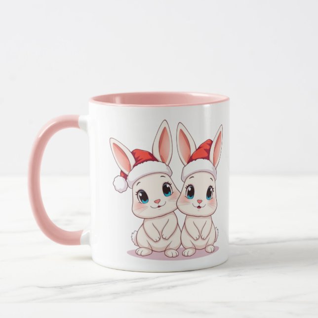 Två söta bunny med tomhatt mugg (Vänster)