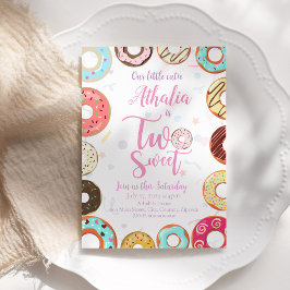 Två söta Cute Donuts 2:a födelsedagen Inbjudningar