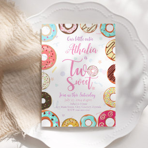 Två söta Cute Donuts 2:a födelsedagen Inbjudningar
