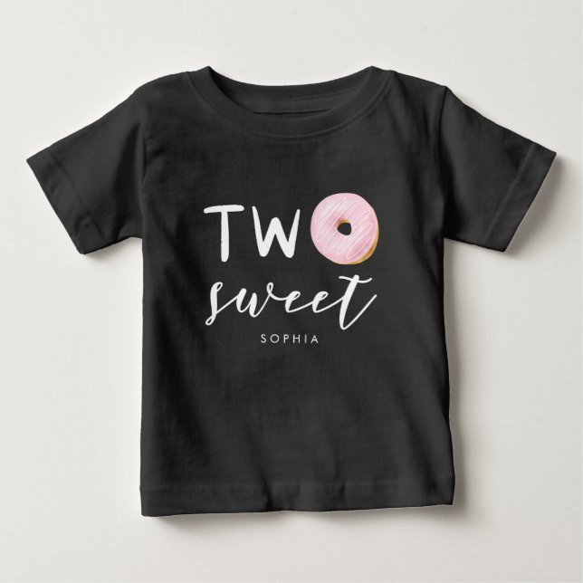 Två söta Donut-tema 2:a födelsedag Party T Shirt (Framsida)