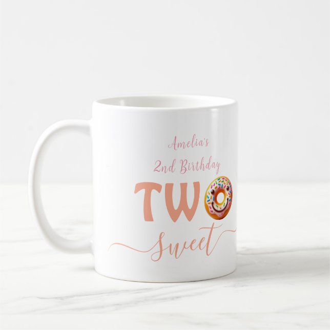 Två söta Donuts 2:a födelsedagen party Kaffemugg (Vänster)