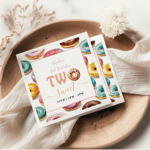 Två söta Donuts 2:a födelsedagen party Pappersservett